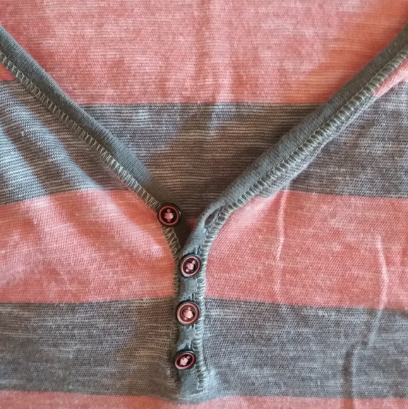 DC brand peach and grey striped button top - Picture 3 of 5